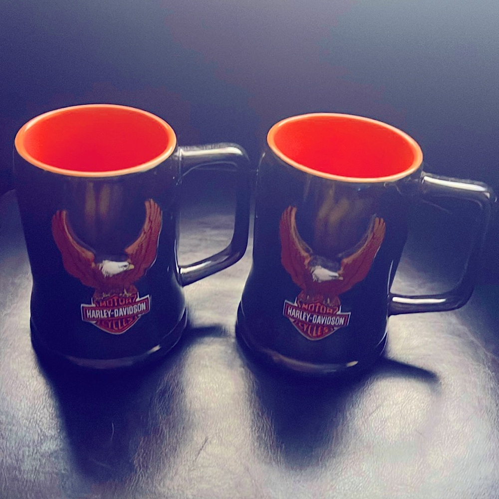 Two large Harley Davidson mugs